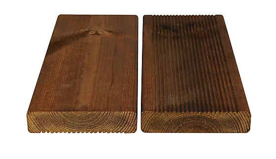 Terrassebord royalimpregnert brun furu Duo rillet 28x120 mm