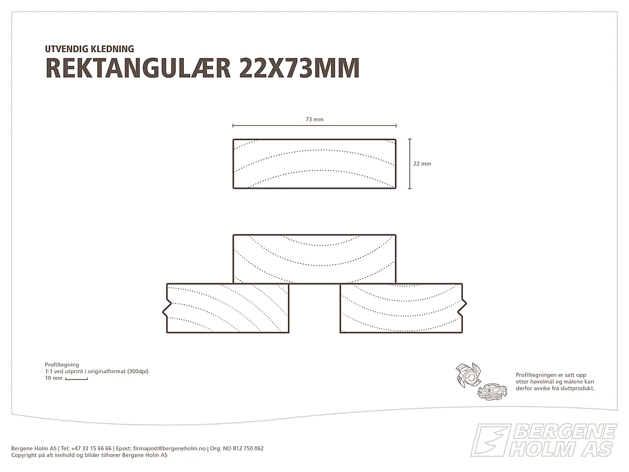 Kledning rektangulær ubehandlet 22x73 mm gran klasse 1 null - null - 2