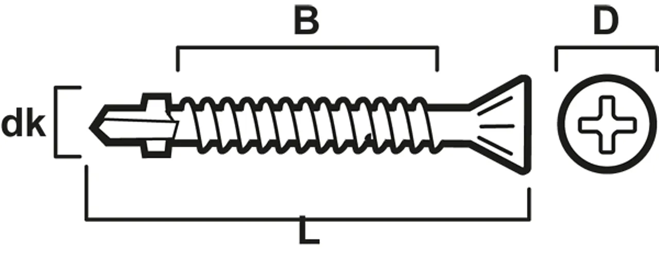 Vingeskrue stål sh bs 4,2x32 cs-250 senkhode borspiss corrseal null - null - 3 - Miniatyr