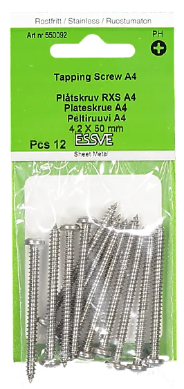 Plateskrue ph 4,2x50 a4 a-12syrefast panhode pz2 tre/stål