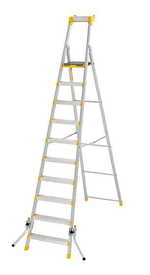 Trapp proff 55PN eloksert aluminium 10-trinn 2,45 meter Wibe ladders inkludert støtteben