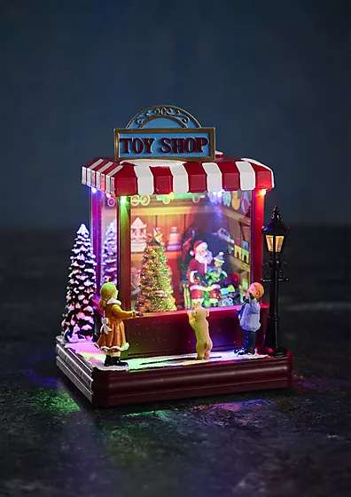 Julegavebutikk med musikk og LED-belysning