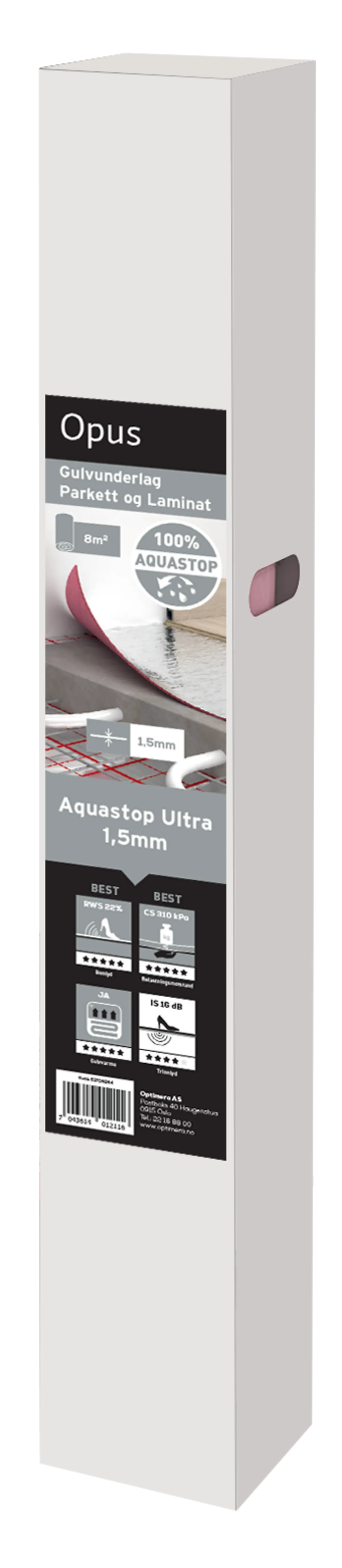 Gulvunderlag Aquastop Ultra 1,5 mm 1x8 m