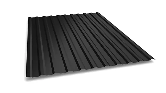 Takplate stål PE-belagt 0,5 mm x 2,5 meter sort