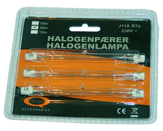 Halogenrør 235 W J118 mm a 3 stk Q-accessories R7s 230 volt