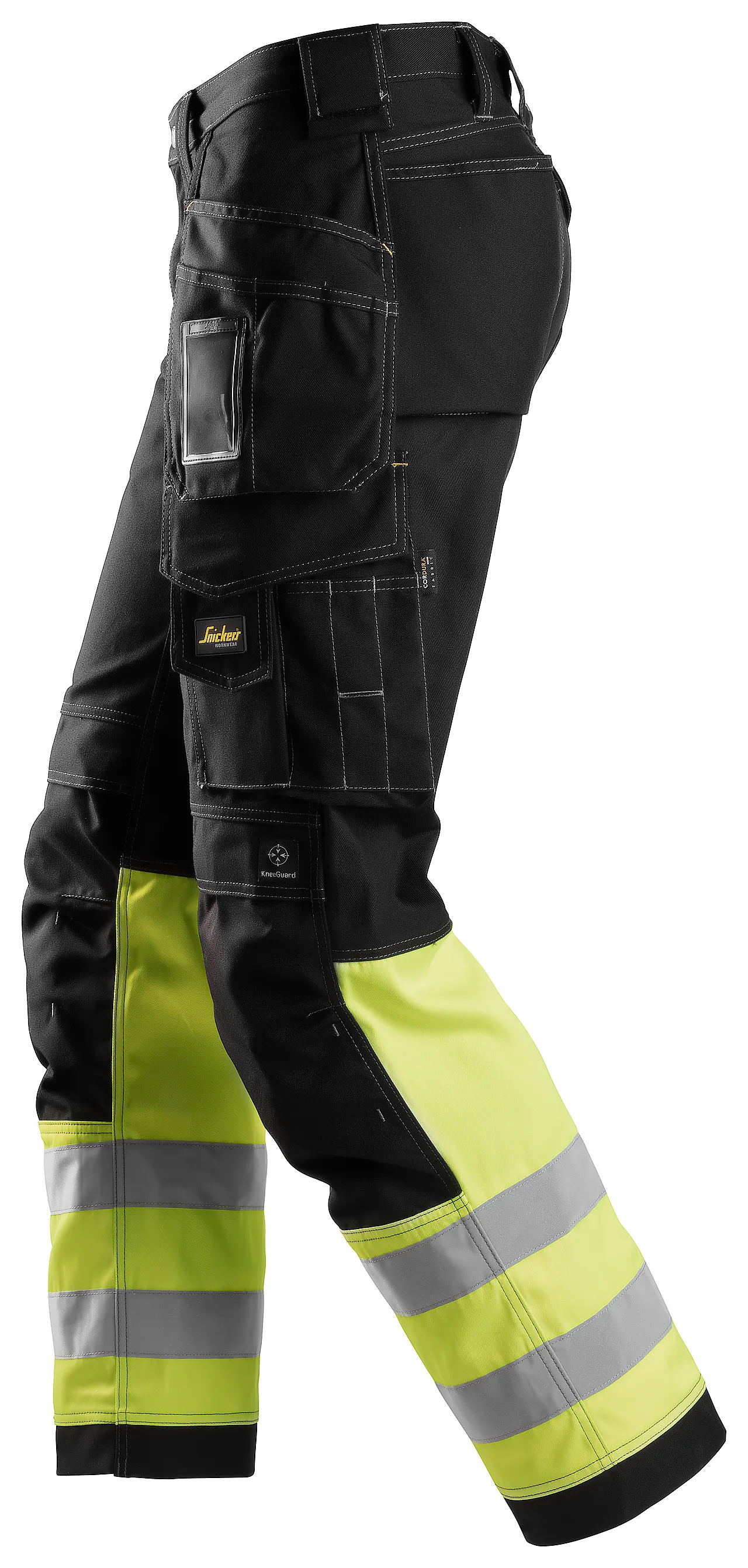 Håndverksbukse 3235 bomull High Vis kl.1 Sort/ HiVis gul str 104 null - null - 2 - Miniatyr