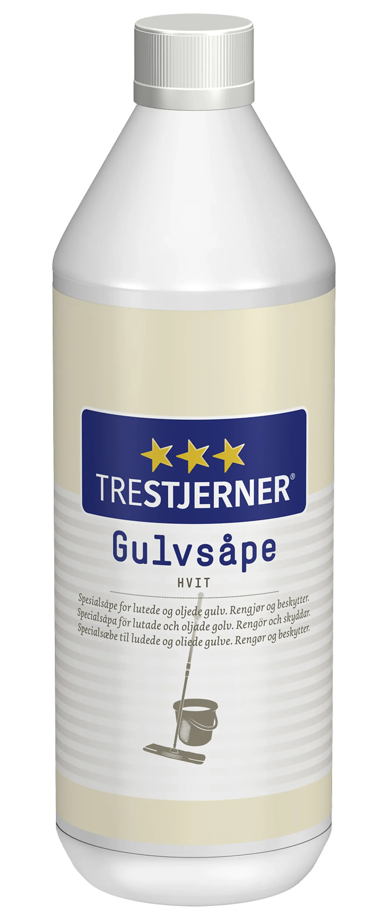 Gulvsåpe trestjerner hvit 1l