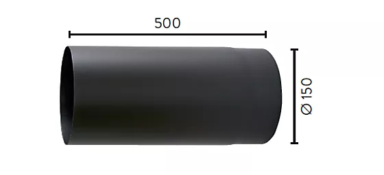 Røykrør rett sort Ø150 mm x 500 mm