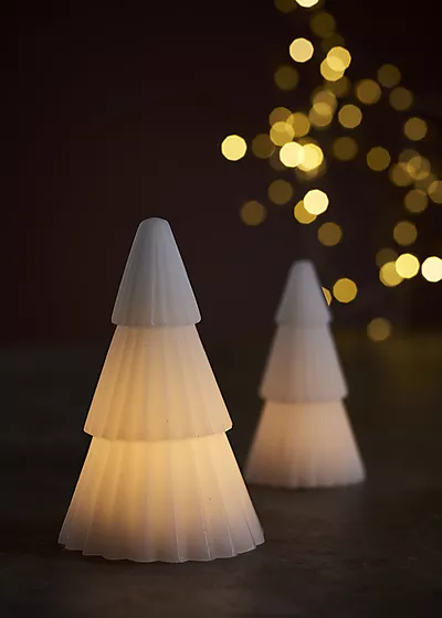 Juletre voks med LED-lys 12+15 cm