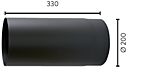Røykrør Ø200/330 mm rett matt sort
