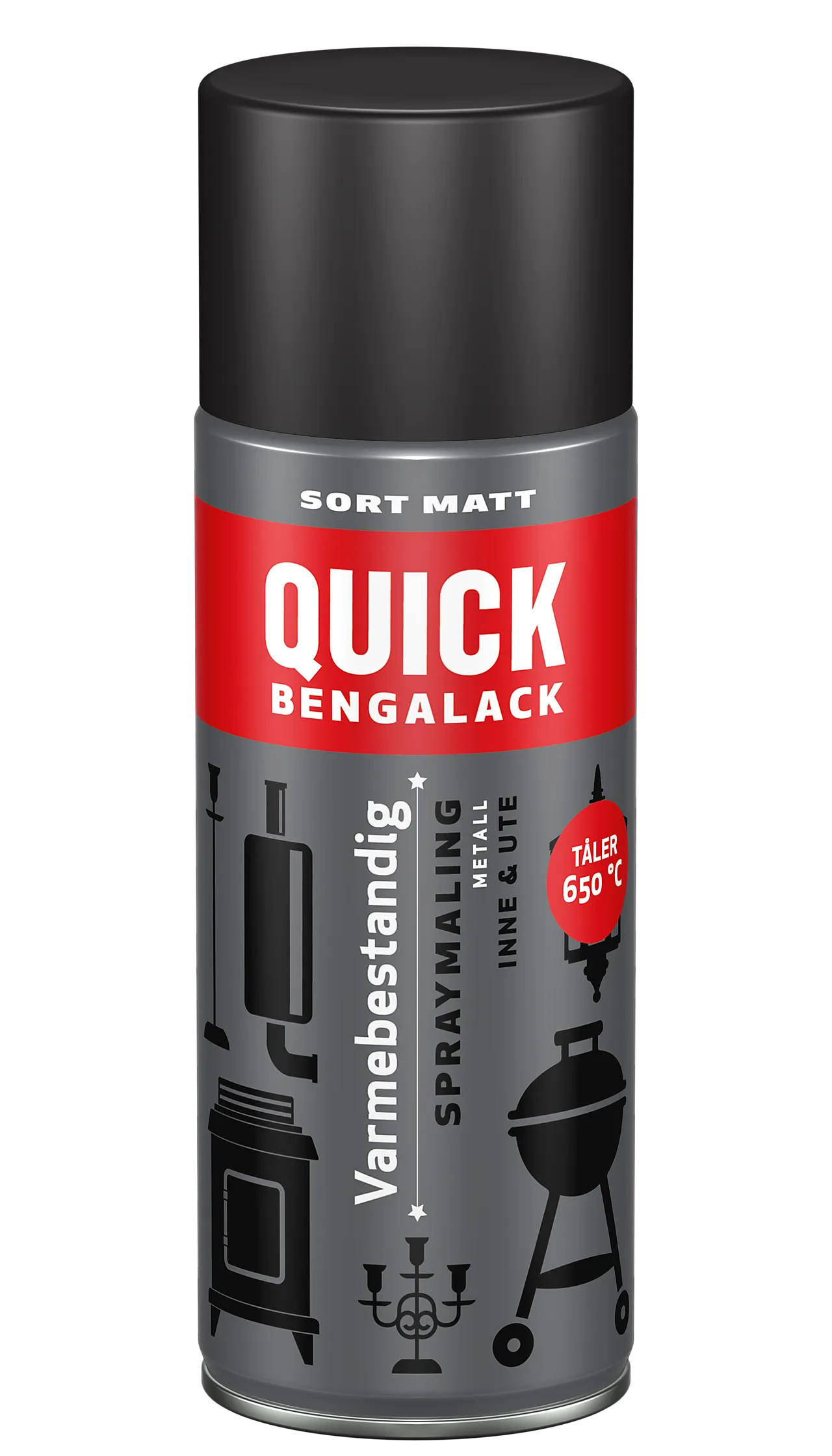 Bengalack varmebestandig spray sort matt