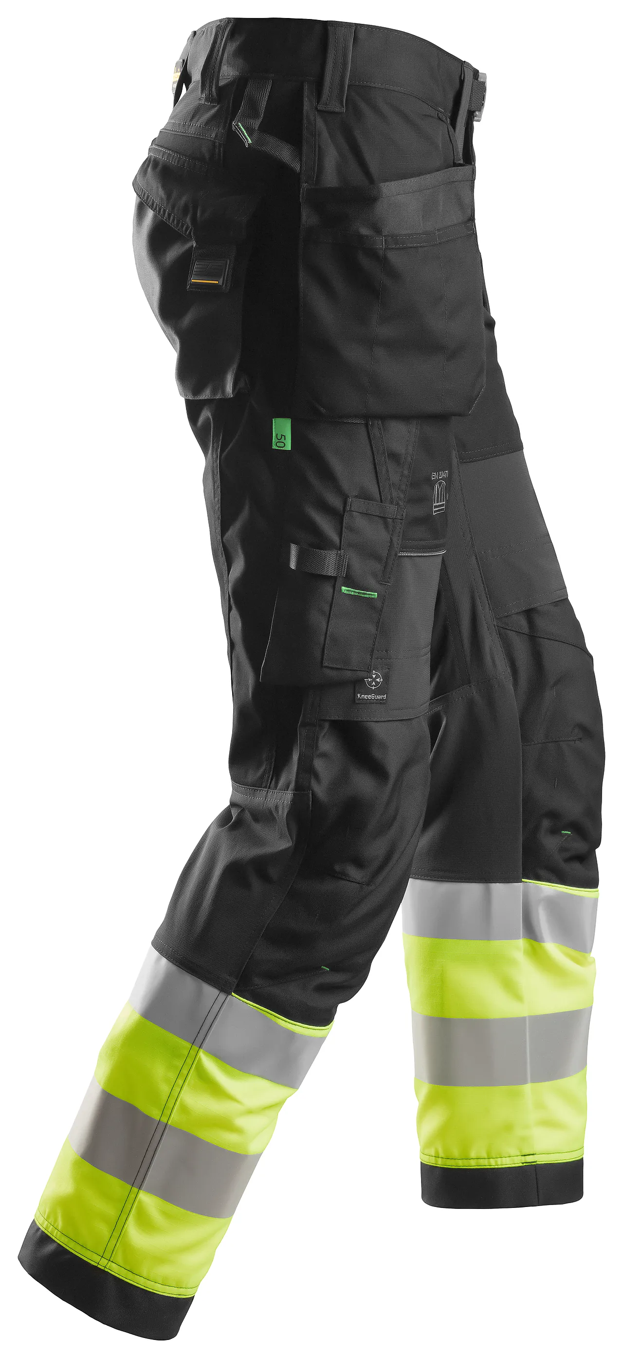 Håndverksbukse 6931 FlexiWork+ kl.1 Sort/HiVis gul str 50 null - null - 3 - Miniatyr