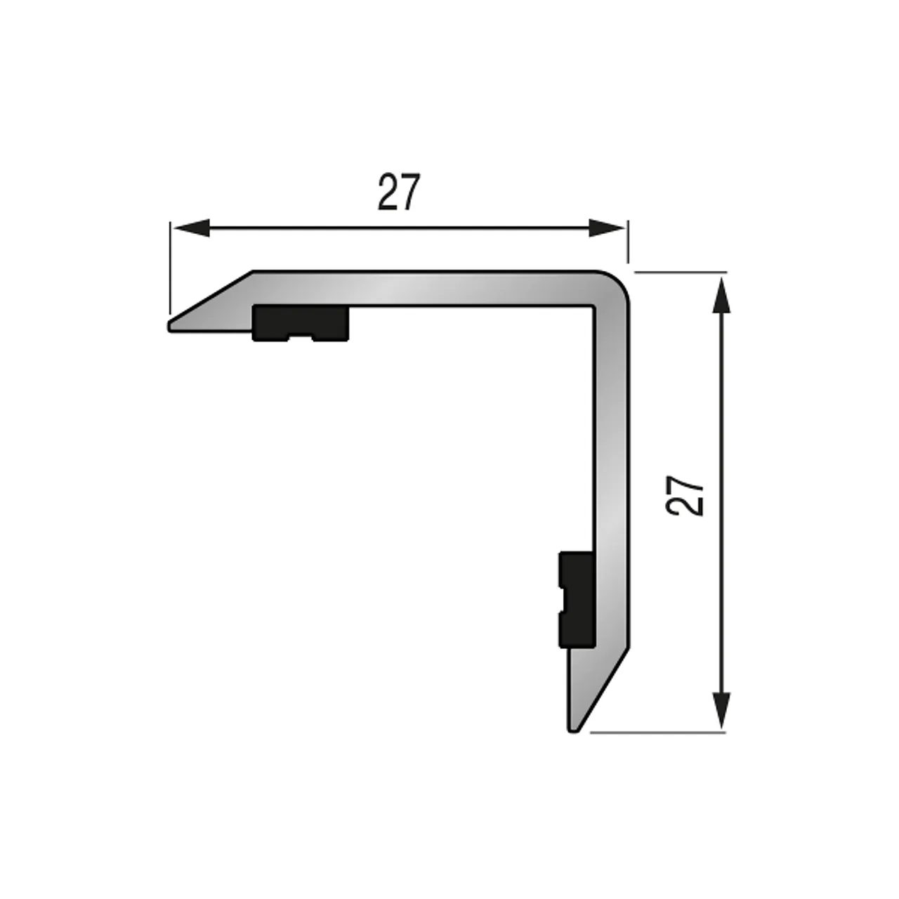 Hjørnelist 25x25mm sølvel  3m null - null - 3 - Miniatyr