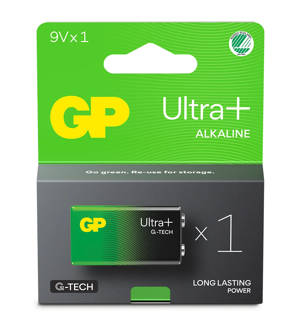 Batteri ultra+ alkaline 9V/6LF22 1 stk