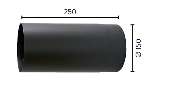 Røykrør rett sort Ø150 mm x 250 mm