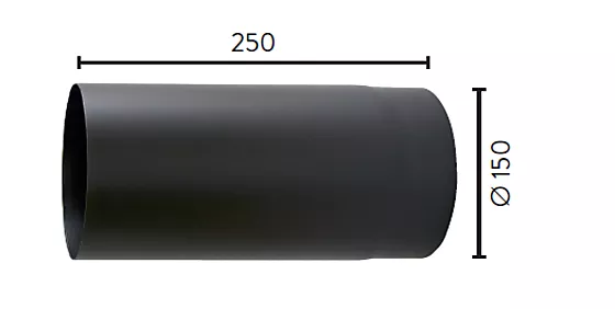 Røykrør rett Ø150/250 mm matt sort