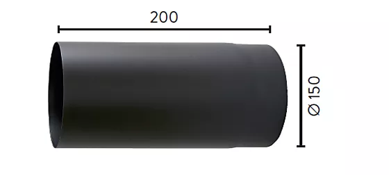 Røykrør rett sort Ø150 mm x 200 mm