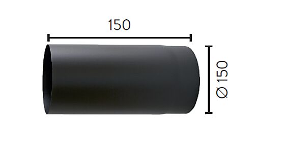 Røykrør rett Ø150/150 mm matt sort