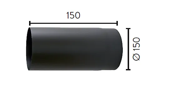 Røykrør rett sort Ø150 mm x 150 mm