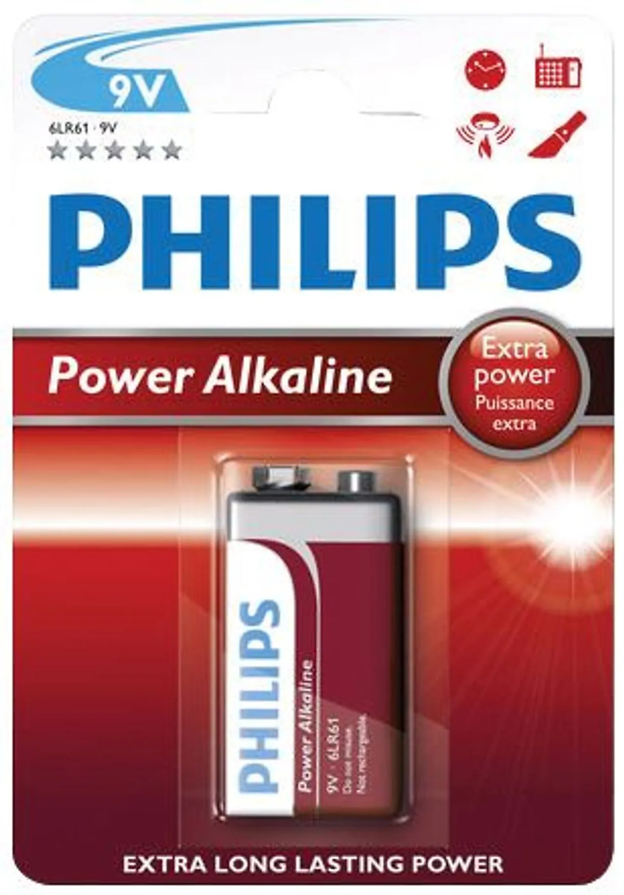 Batteri alkaline powerlife 9vphilips powerlife 9v 1-blist 6lr61p