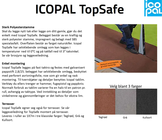 Overlag Topsafe 1 x 7 meter grå
