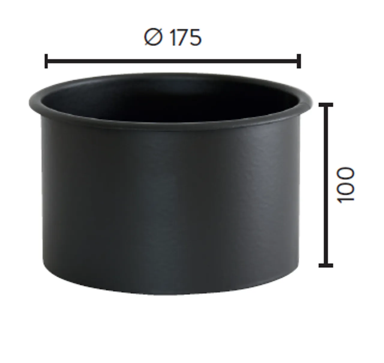 Foringsstuss matt sort Ø175 mm x 100 mm null - null - 2 - Miniatyr