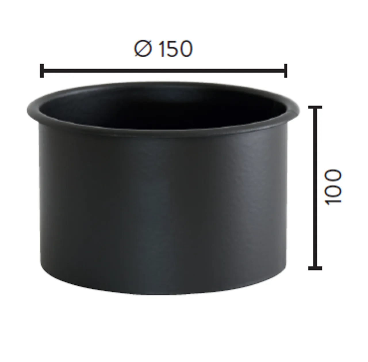 Foringsstuss matt sort Ø150 mm x 100 mm null - null - 2 - Miniatyr