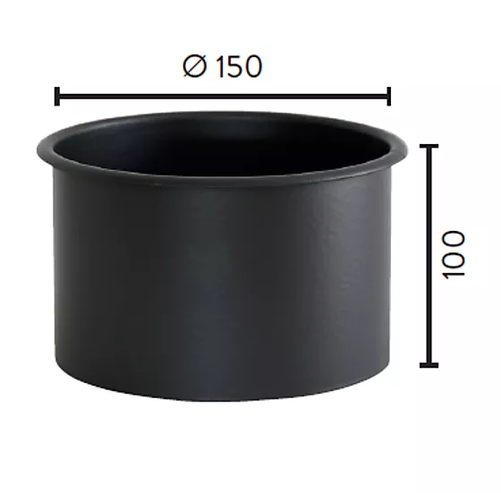 Foringsstuss matt sort Ø150 mm x 100 mm