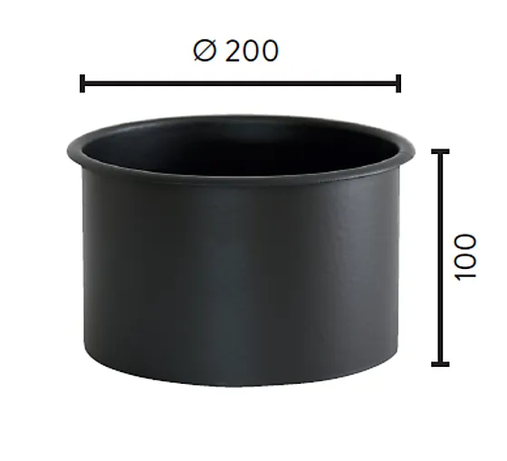 Foringsstuss matt sort Ø200 mm x 100 mm