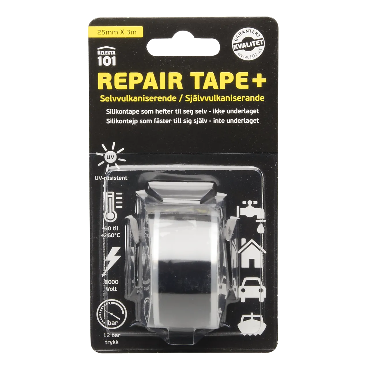 Vulktape 101 repair tape+ sortlimfri reparasjon og isolasjonstape