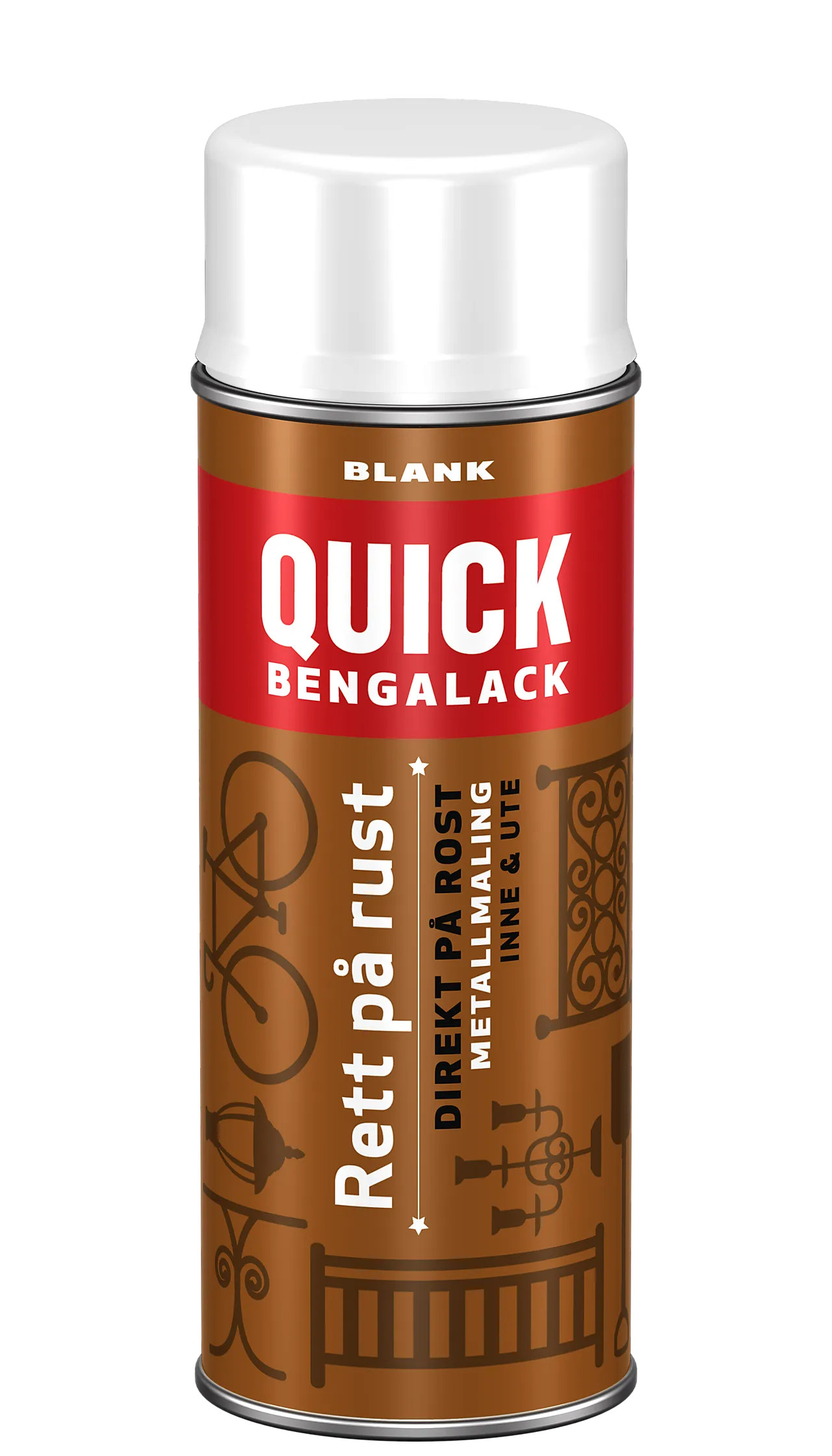 Bengalack rett på rust spray hvit blank