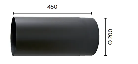 Røykrør Ø200/450 mm rett matt sort