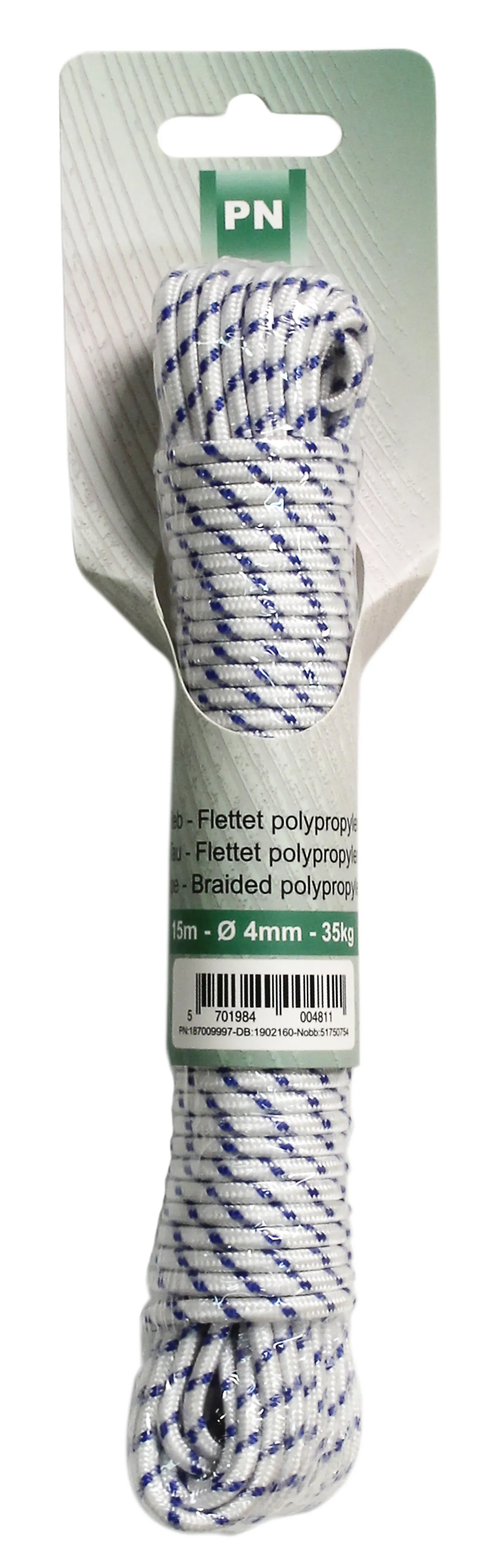 Tau flettet ø 4 mm x 15 m polypropylen