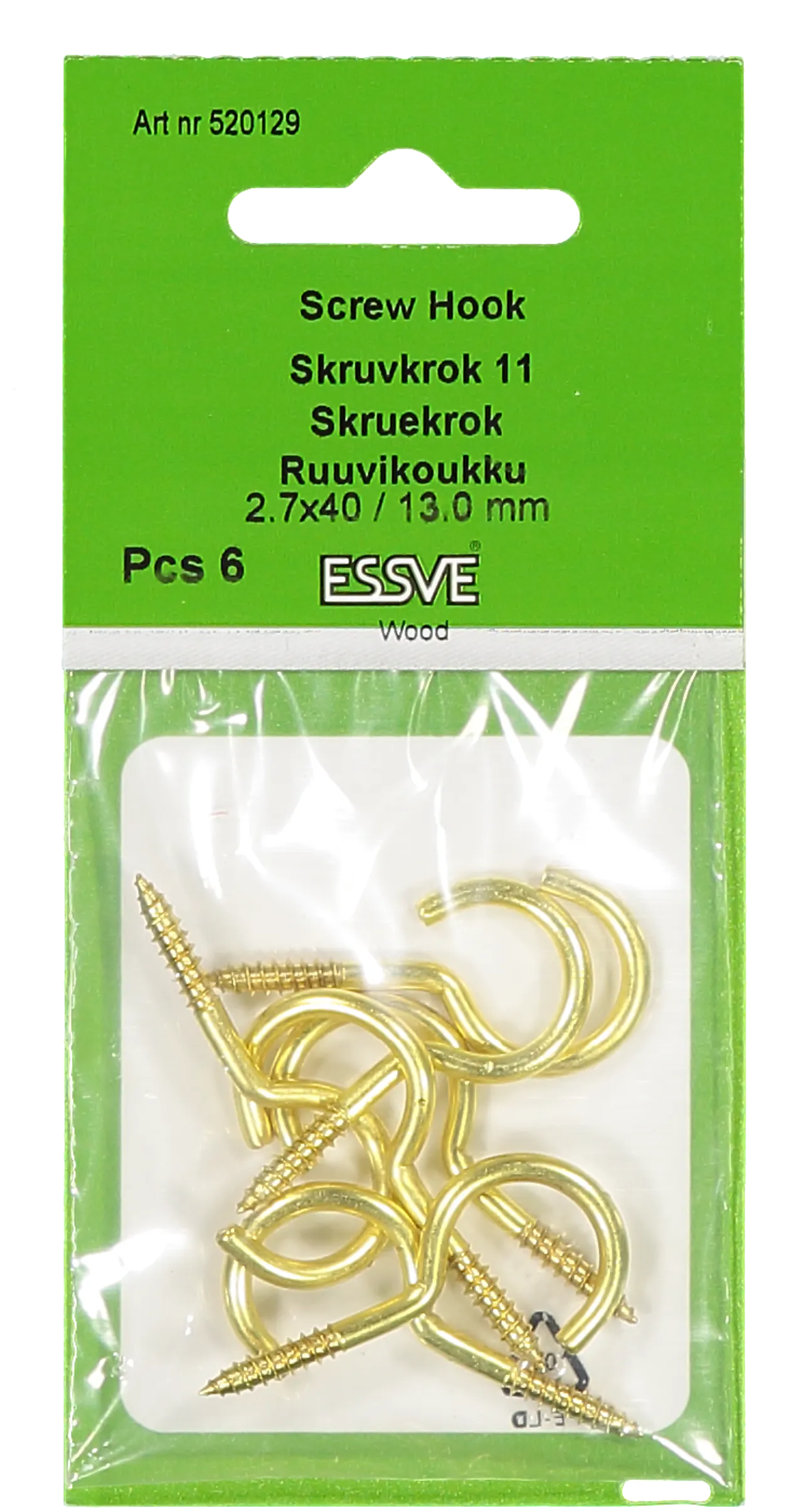 Skruekrok 11 messing 40mm a-6essve null - null - 2 - Miniatyr