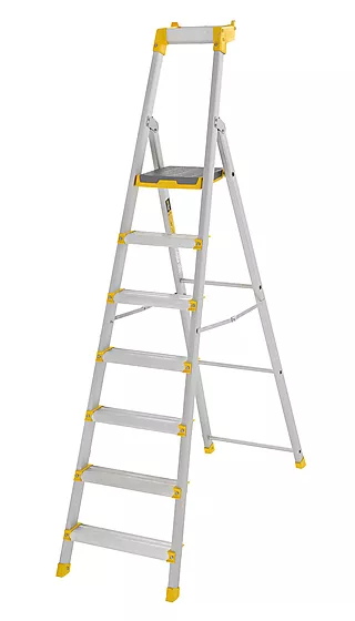 Trapp proff 55PN eloksert aluminium 7-trinn 1,70 meter Wibe ladders