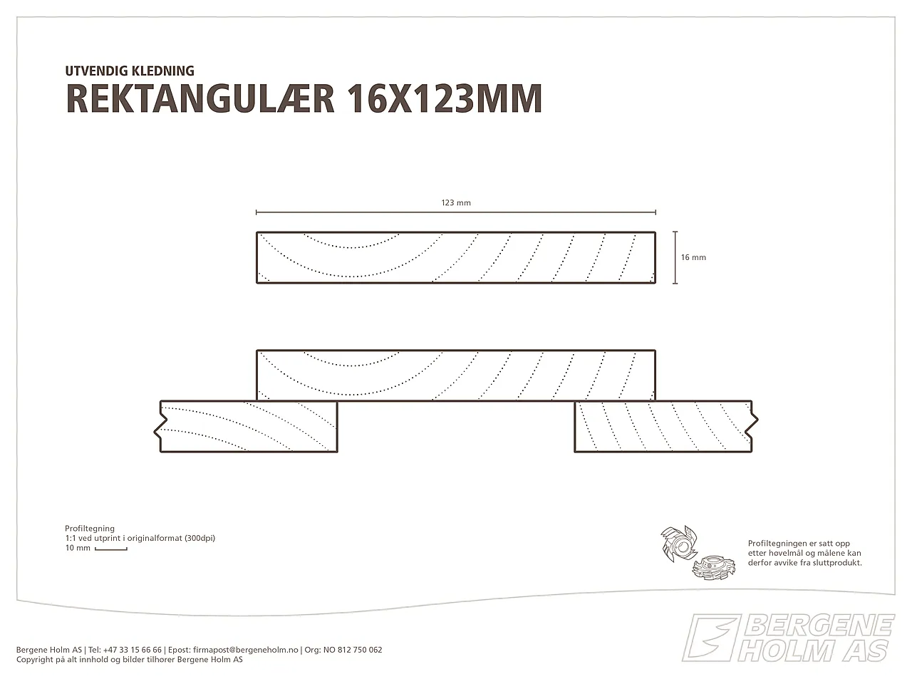 Kledning rektangulær ubehandlet 16x123 mm gran klasse 1 null - null - 4