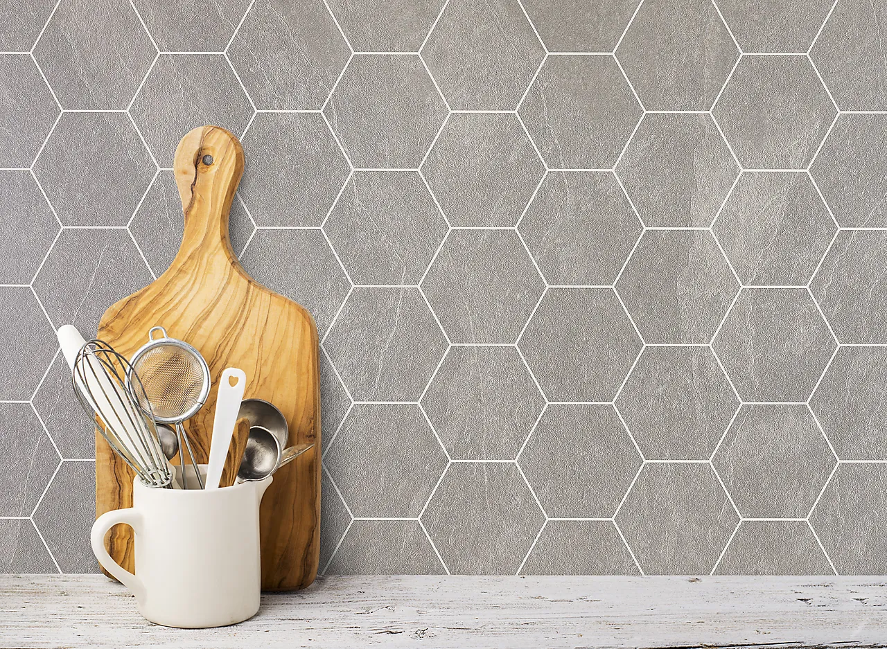 Kjøkkenplate flis skifer natur hexagon 2,2x1200x60 mm null - null - 2 - Miniatyr