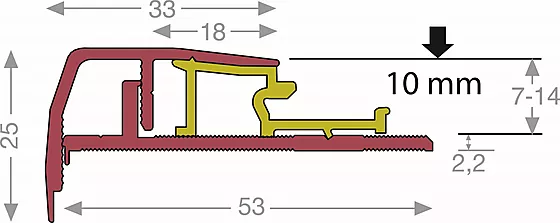 Trappenese profil aluminium 1 meter