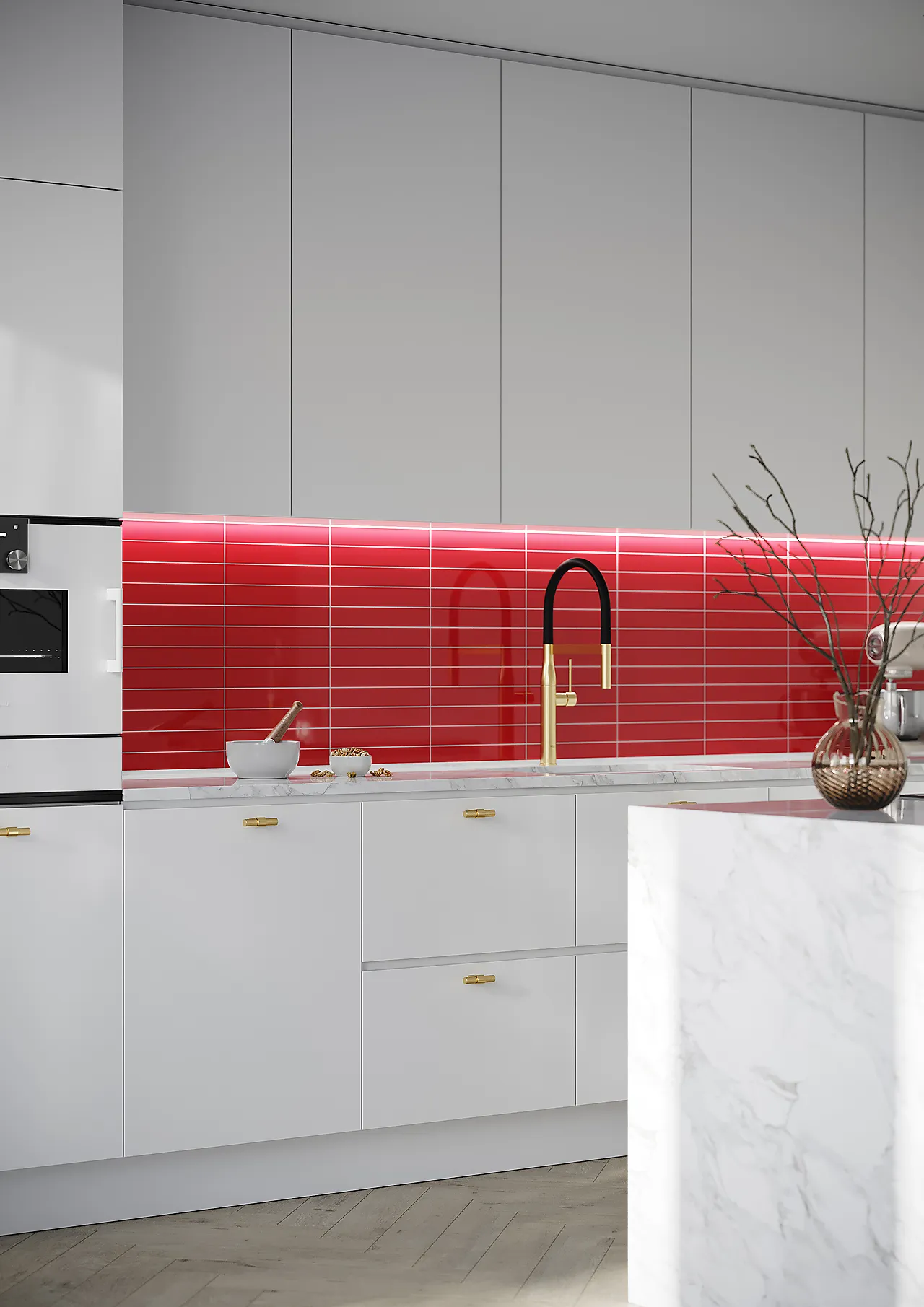 Kjøkkenplate 2101-k03 rød høyglans flis 30x5 cm 11x620x580 mm null - null - 2 - Miniatyr