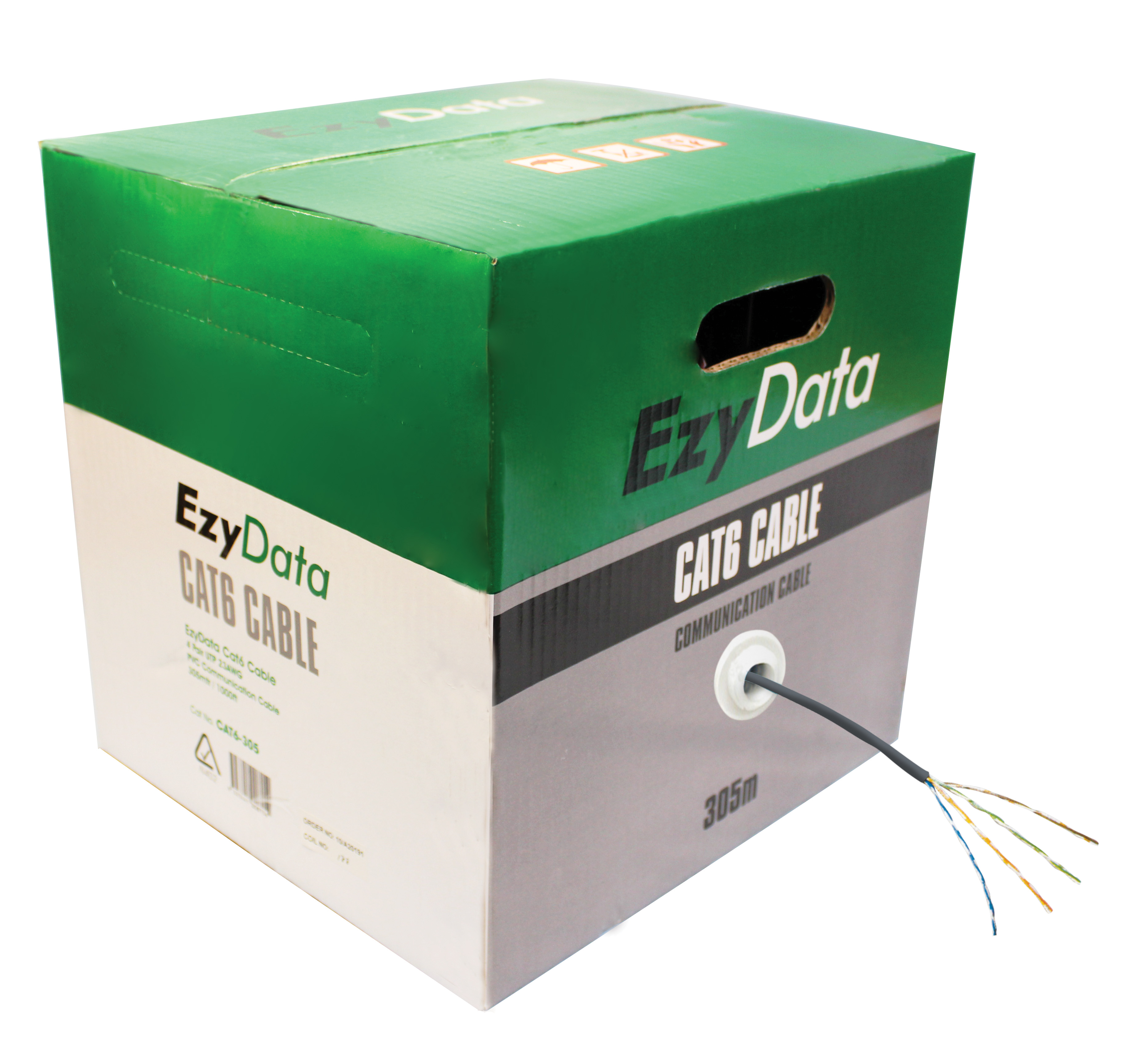 EzyData Cable Data Cat6 UTP 305m Box 0.5mm 4-Pair PVC | OMEGA Power