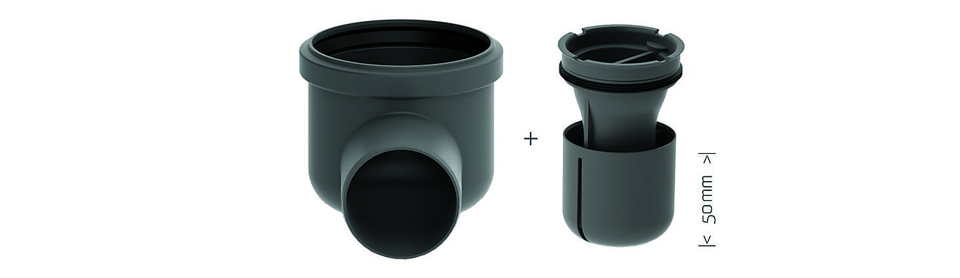 Unidrain Utløpshus Unidrain 75 mm hjørne sideutløp PP 2