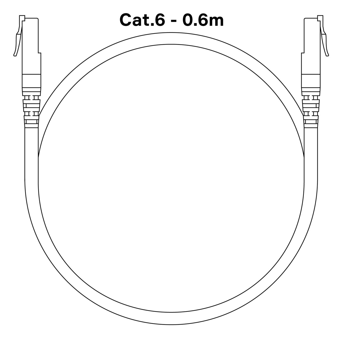 Cat.6 kabel - 2xRJ45 - 0.6 m 600mm For tilkobling av ventilaktuator