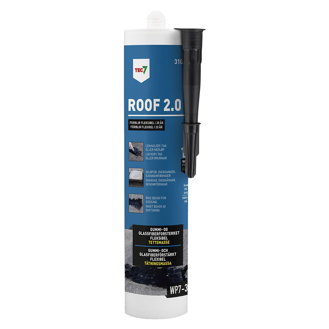 Tec7 Roof 2.0 310ml vanntett gummiasfalt