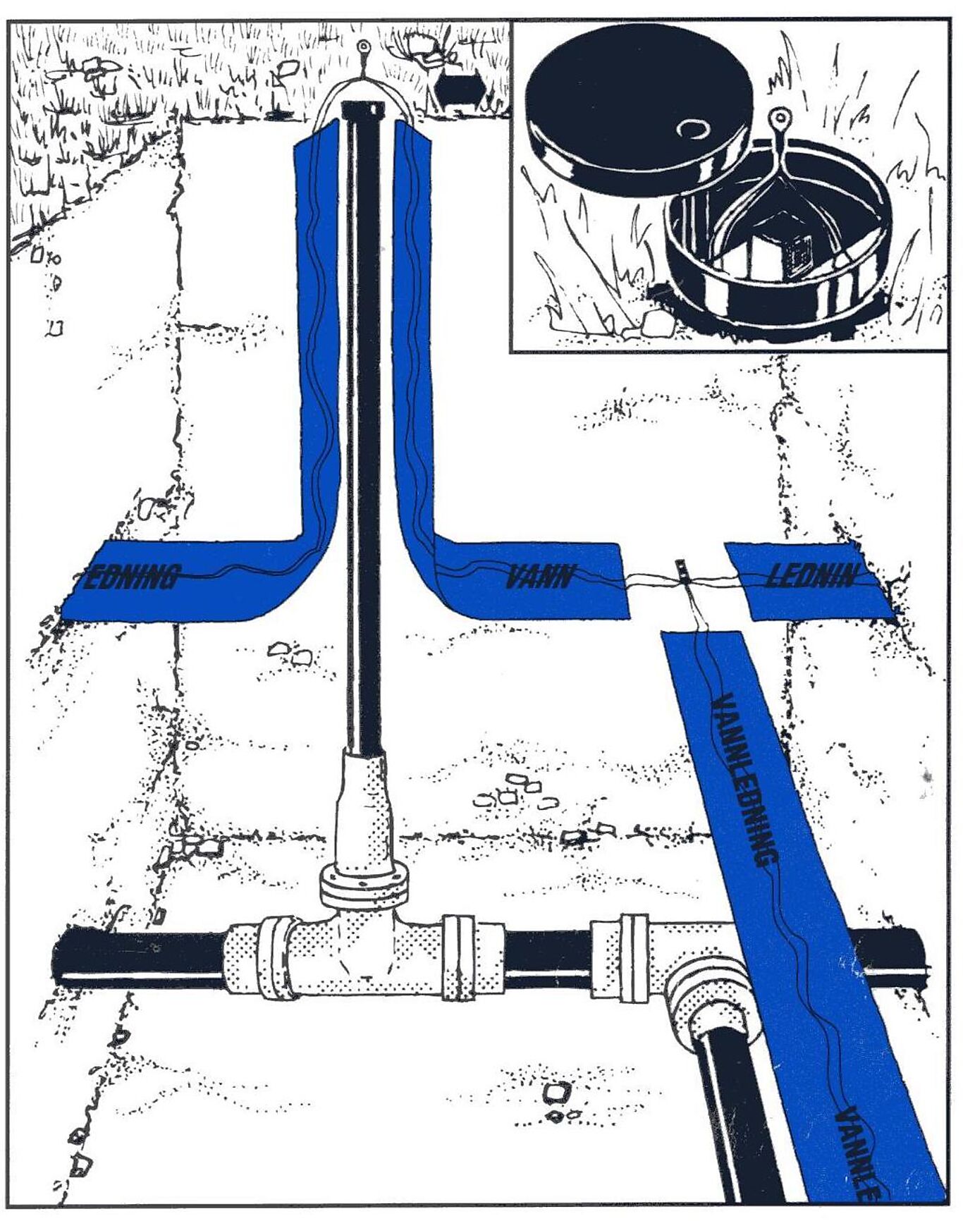 Varselbånd 40 mm x 250 m/VA ledning m/blå tråd 1