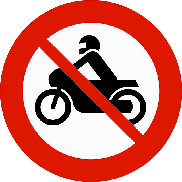 Skilt 306.4 "Forbudt for motorsykkel og moped" LS KL3 1