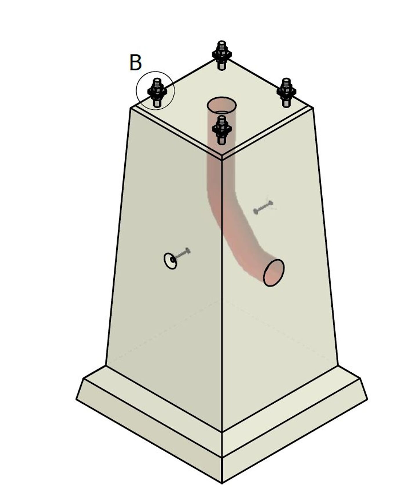 Fundament std. med trekkerør for Lattix 4430-mast