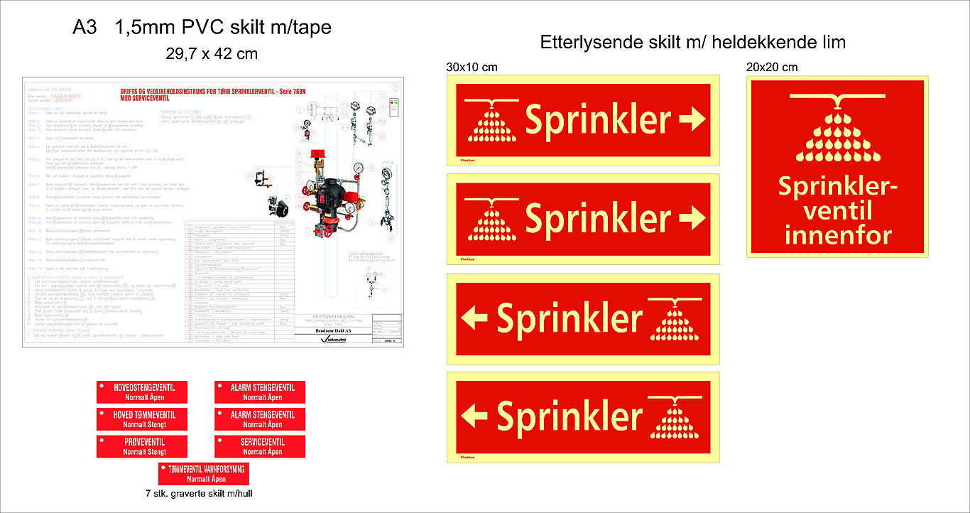 Skilt til merking tørrventil Victaulic 1