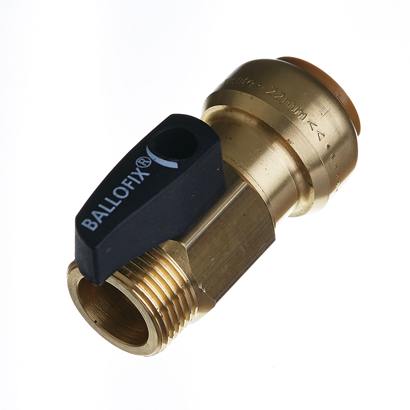 Roth Kuleventil rett 3/4" utvendig gjenger og 22 mm push 1