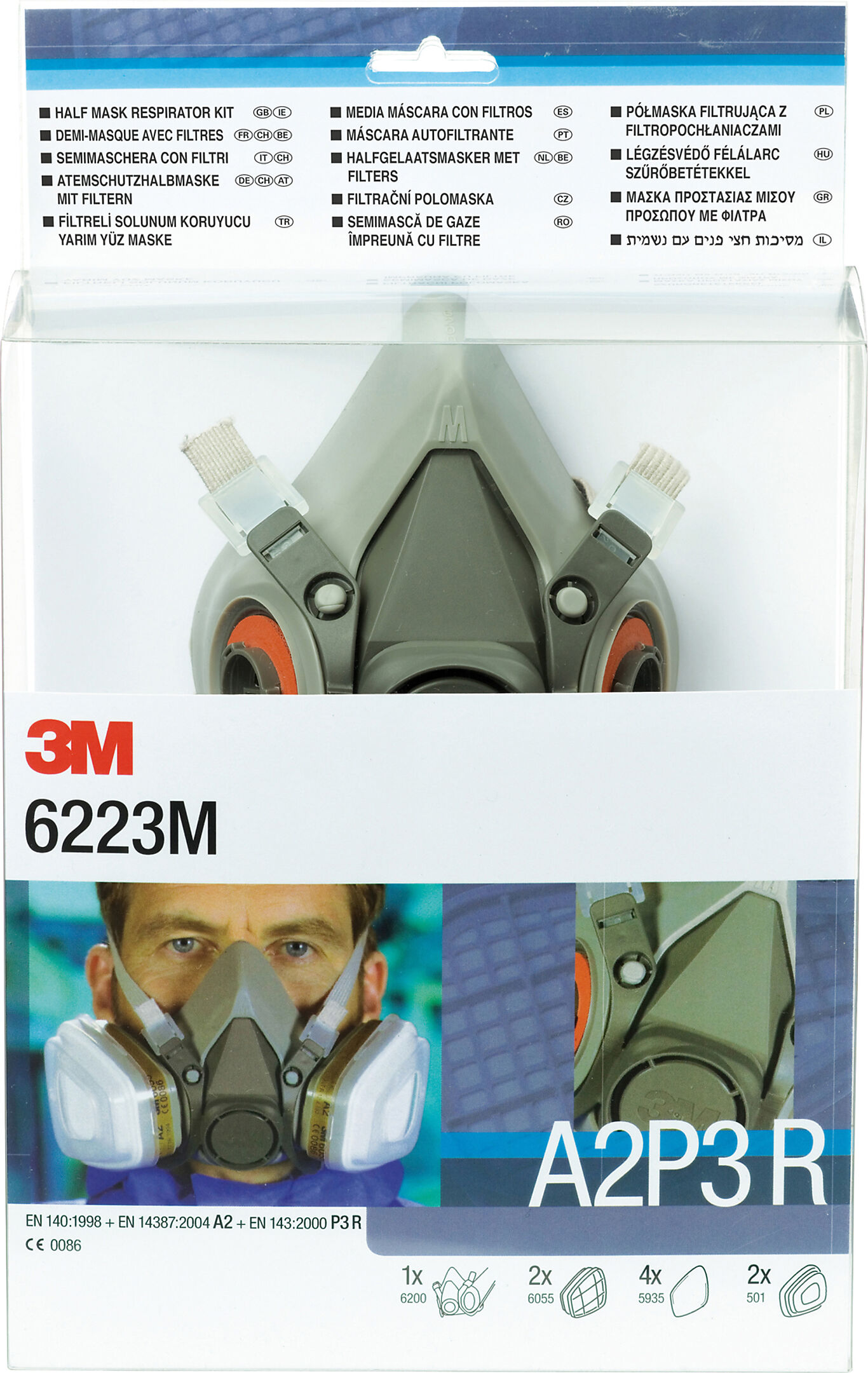 3M maskesett (1x 6200, 2x 6055, 4x 5935, 2x 501)