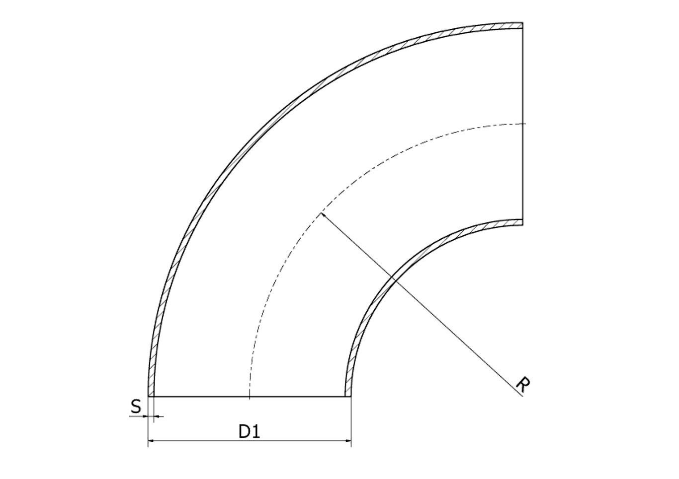 Bend sveiste 90° 316L/1.4404, 29,0X1,5 R=50 Kort, DIN 2